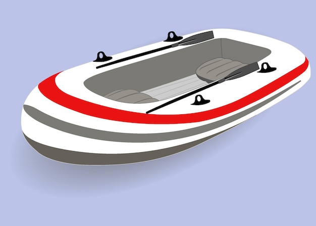 Inflatable boat with oars isolated Vector illustration