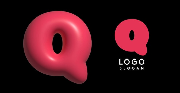 Vector inflatable letter q appealing d logo glossy shiny bubble logotype for education and childish poster