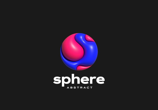 Inflated 3D Vector Sphere Circle Abstract Vector Logo Template Modern Geometry Swirl Sign Isolated