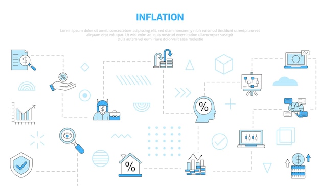 Inflation concept with icon set template banner with modern blue color style