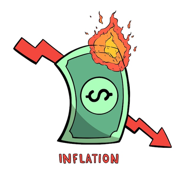 inflation illustration with money burn vector