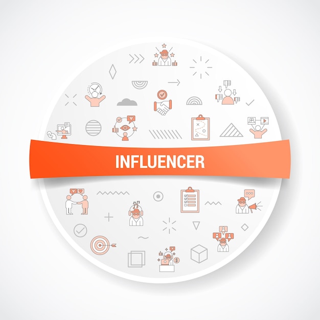 Influencer concept with icon concept with round or circle shape for badge