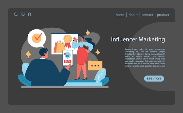 Influencer marketing concept illustration showcases the power of social media influencers in