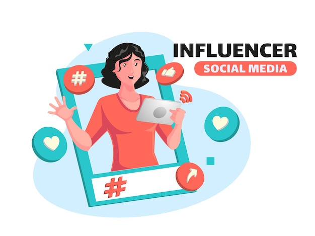 influencer and promote social media concept