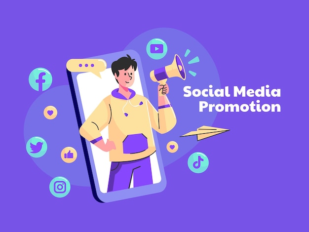 Influencer and promote social media concept