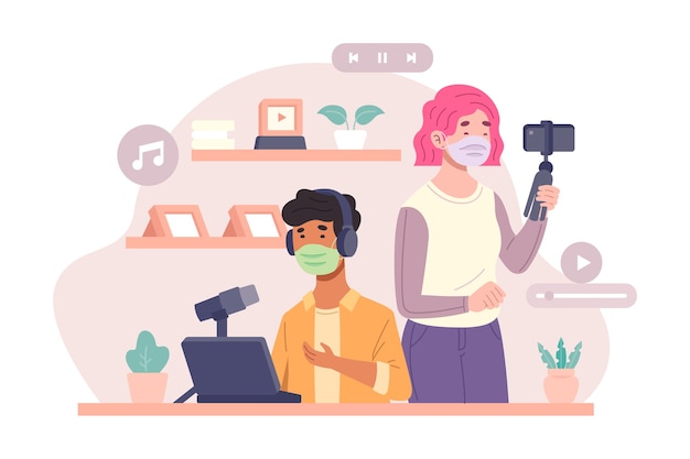 Influencers on social media Illustration