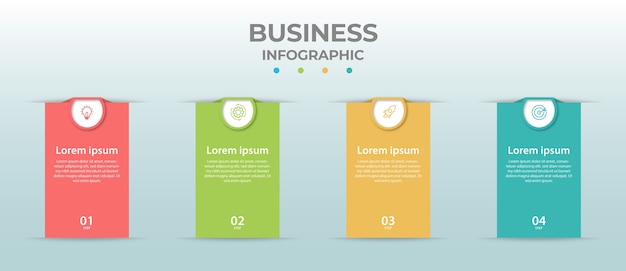  info graphic design with four options or steps. 