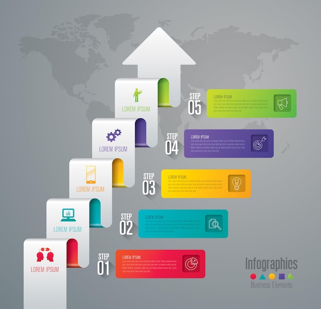 Info graphic with colored design round pointer template