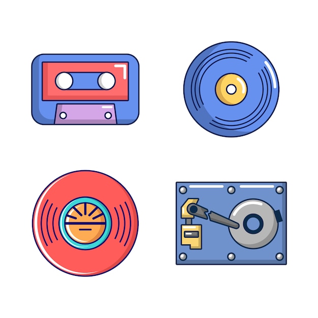 Info storage icon set. Cartoon set of info storage vector icons set isolated