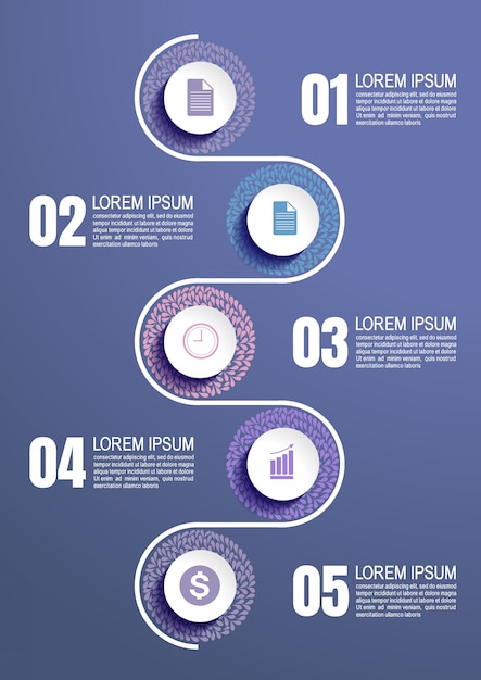 Infografic template with 5 steps