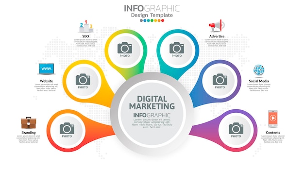 Infograph 6 steps   element with number and chart diagram, business graph design.