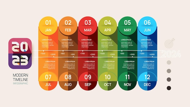 Infographic 2023 template for business Modern Timeline diagram calendar and 4 quarter topics Can be used for vector infographics flow charts presentations websites