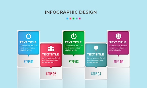 Infographic 5 step element  graphic chart diagram business graph design