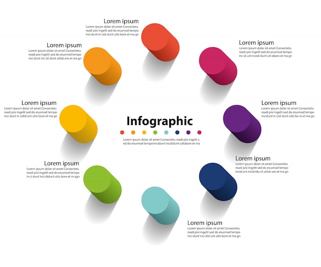 Infographic 8 step presentation, infographic linear circle