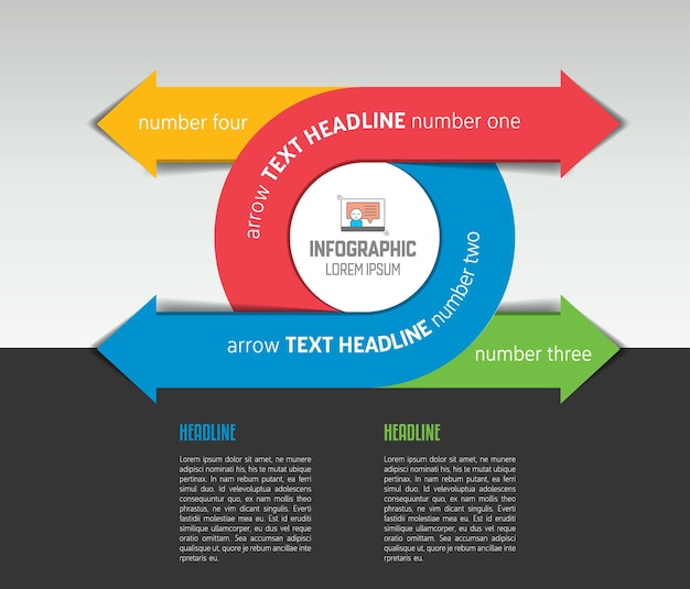 Infographic arrow circle template diagram chart with text fields