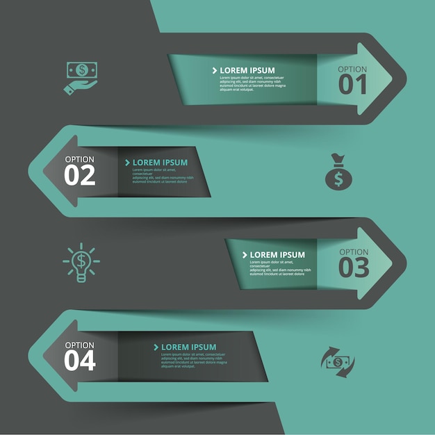 Infographic arrow design elements Business template with 4 options steps and parts