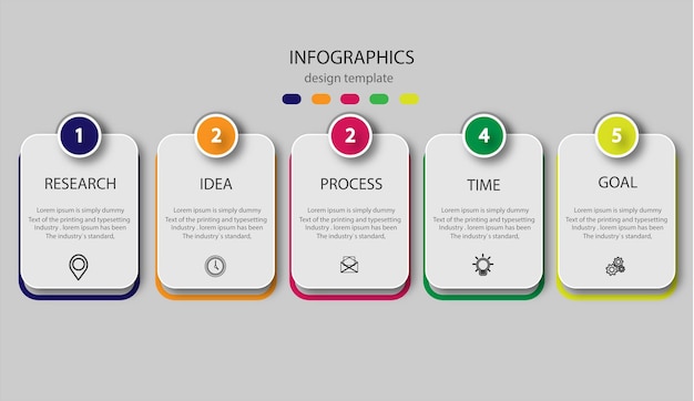 Infographic arrow design with 5 options or steps.