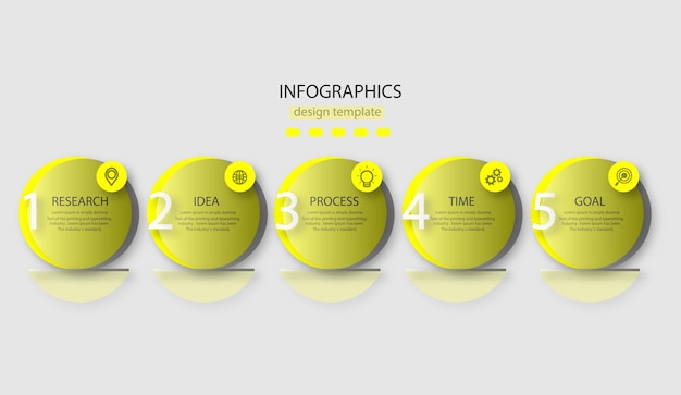 Infographic arrow design with 5 options or steps.