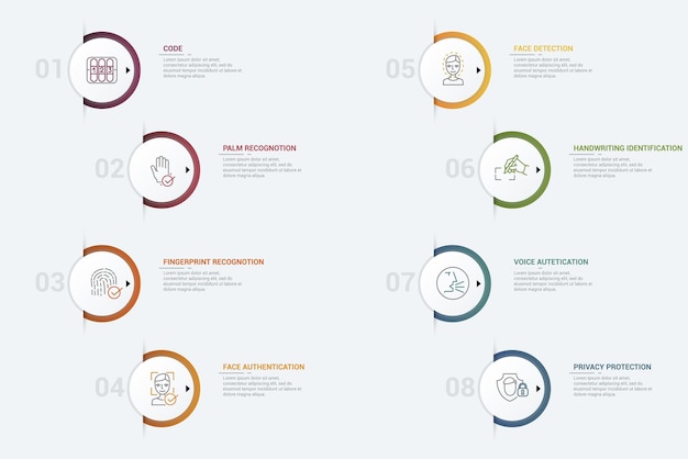 Infographic authentication template icons in different