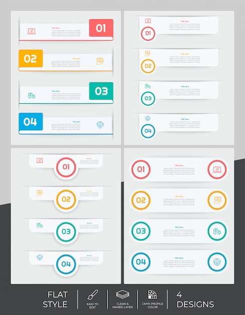 Infographic bundle set with modern style and colorful concept for presentation purpose, business and marketing.