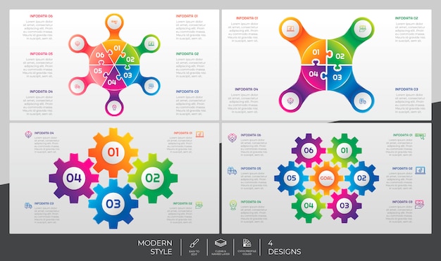 Infographic bundle set with modern style and puzzle concept for presentation purpose, business and marketing.