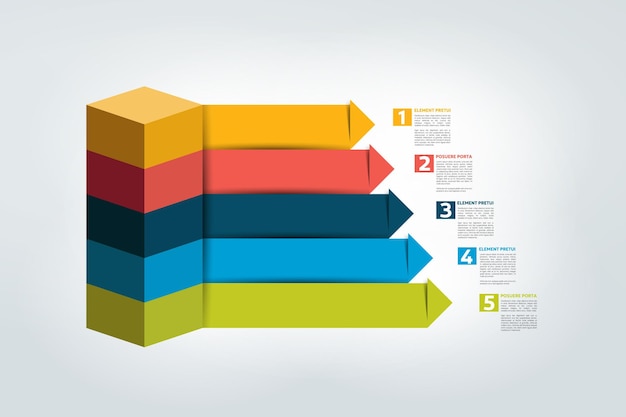 Infographic business arrows staircase diagram template chart scheme Vector