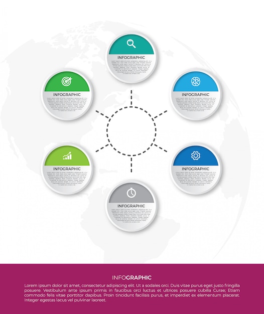 Infographic business concept with 6 options. For content, diagram, flowchart, steps, parts, timeline infographics, workflow, chart.