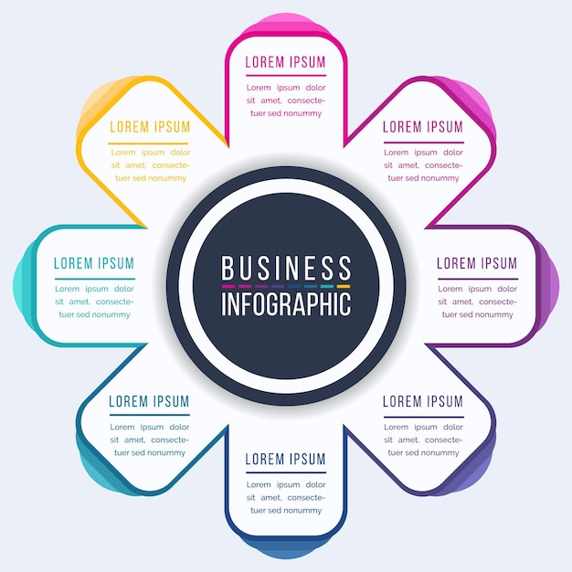 Infographic business design 8 Steps objects elements or options circle infographic template info