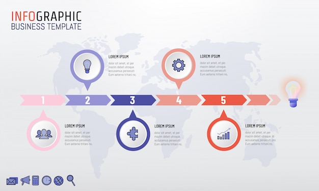 Infographic business idea timeline milestone with 5 options