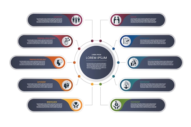 Infographic business management template icons in different