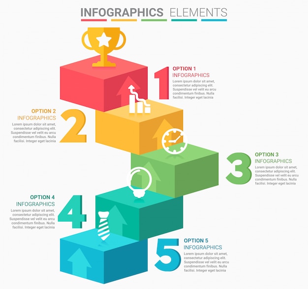 infographic business staircase with five steps