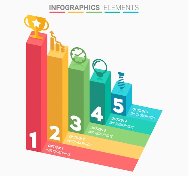 infographic business staircase with five steps