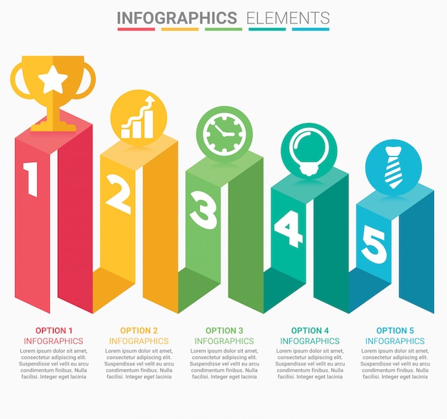 infographic business staircase with five steps