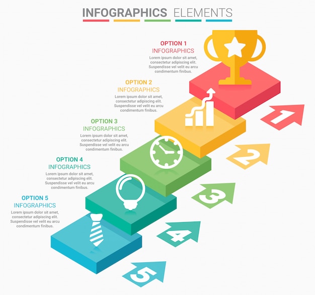 infographic business staircase with five steps