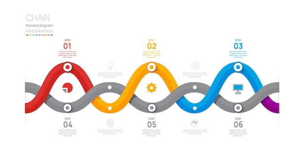 Infographic Chain template for business 10steps modern Timeline element diagram milestone presentation vector infographic