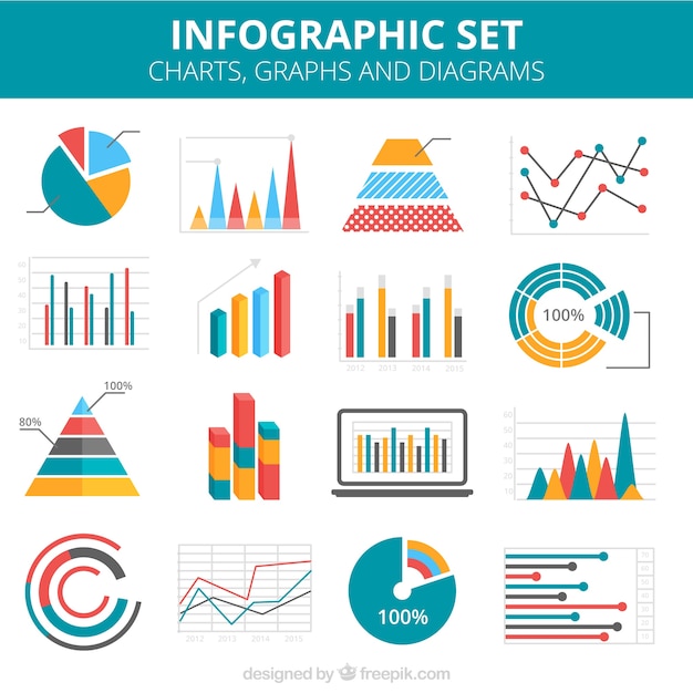 Infographic Charts Colorful Set