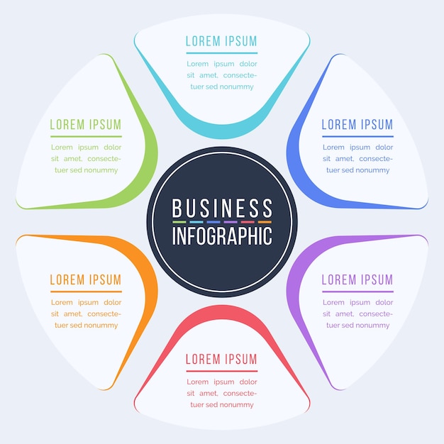 Infographic circle design 6 Steps objects elements or options information business infographic