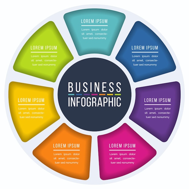 Infographic circle design 7 Steps objects elements or options business information