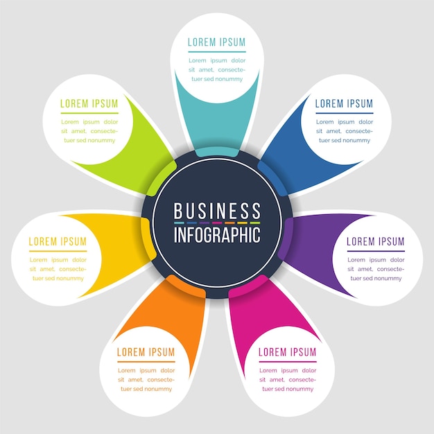 Infographic circle design 7 steps objects options or elements business information