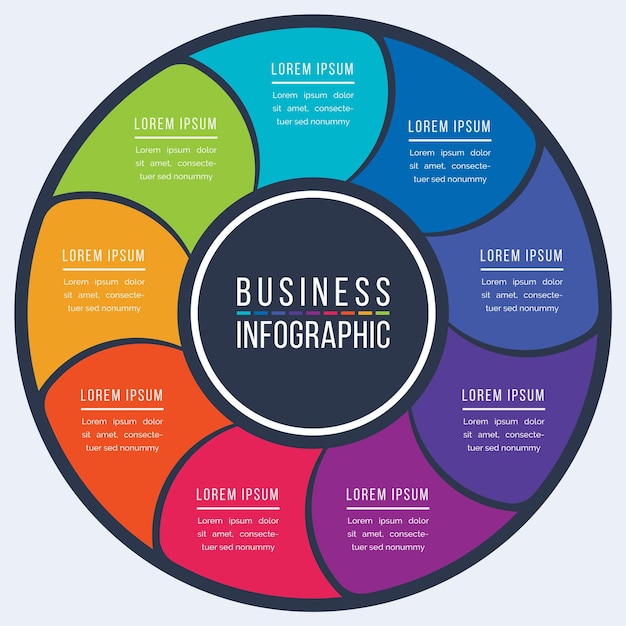 Infographic circle design 9 Steps objects elements or options business infographic colorful design