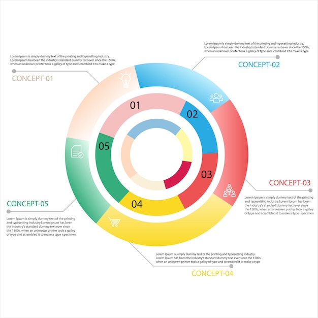 Infographic circle ring idea shape data vector Template Process concept Step for strategy and inform