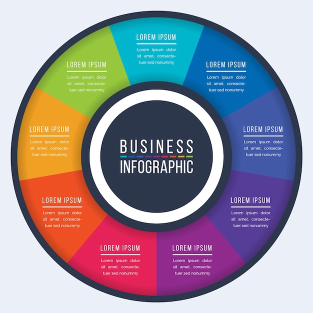 Infographic colorful design 9 Steps objects elements or options circle infographic template design