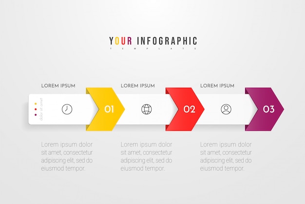 Infographic concept design with three options, steps or processes. Can be used for workflow layout, annual report, flow charts, diagram, presentations, web sites, banners, printed materials.