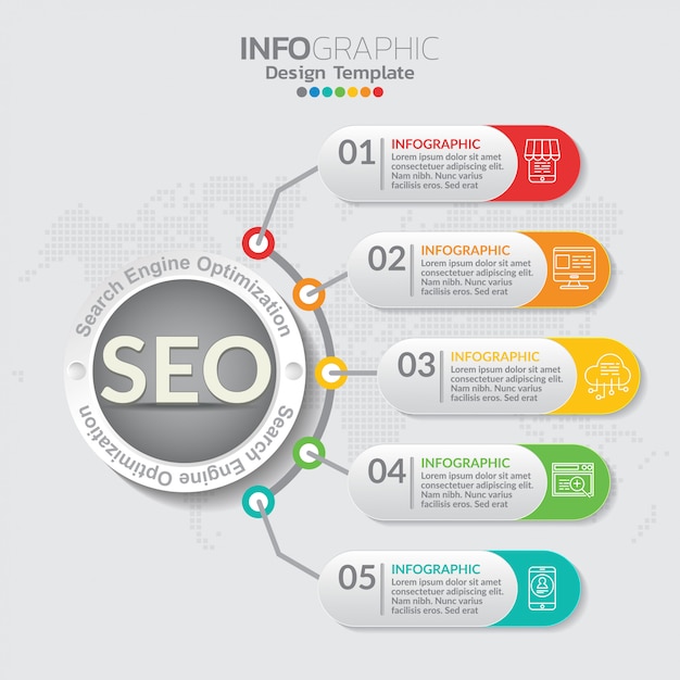 Infographic concept illustration of Seo infographics with Business layout template.