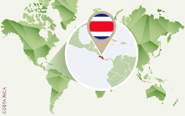 Infographic for Costa Rica detailed map of Costa Rica with flag