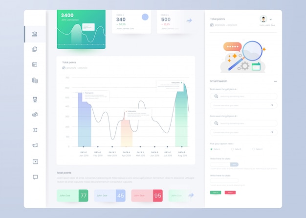 Infographic dashboard panel template for UI UX design