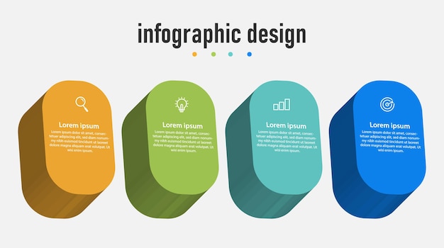 infographic design 3D steps with 4 template options