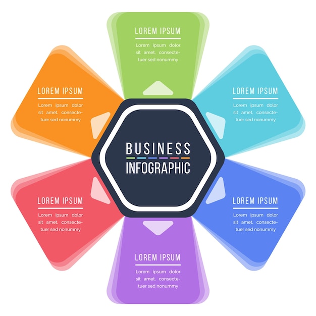 Infographic design 6 steps objects options or elements business information