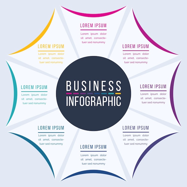 Infographic design 8 Steps objects elements or options circle infographic template for business