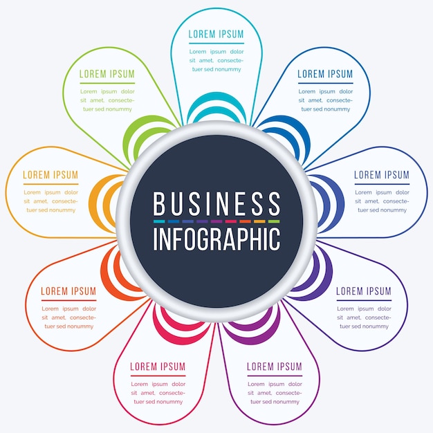 Vector infographic design 9 steps objects elements or options business information template